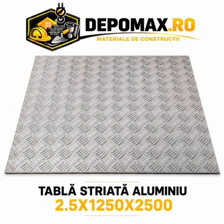 Tabla aluminiu striata 2.5mm , 1250x2500mm (1050A)